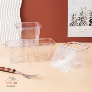 50 Hộp Nhựa Pet Vuông B10-8 đựng Bánh Tiramisu, Mousse Bánh Lạnh,Pudding