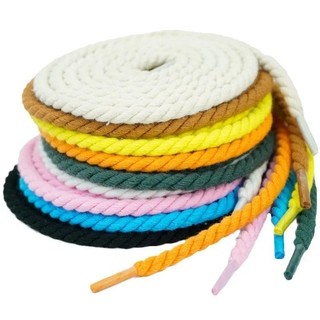 Dây ren tròn dày 0.6cm cho giày/bốt, 1 đôi cotton xoắn