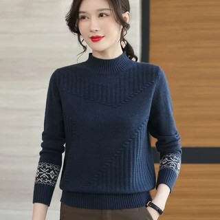 Áo len nửa cổ cao cấp dành cho nữ Áo len màu trơn phù hợp phương Tây sang trọng Hal