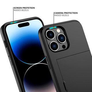 Dành Cho iphone 14 Pro Max / 14 Plus Ví Đựng Thẻ Khe Cắm ID Cửa Trượt Túi Ẩn Chống Trầy Xước Hai Lớp Bảo Vệ Vỏ Cứng TPU Ốp Lưng