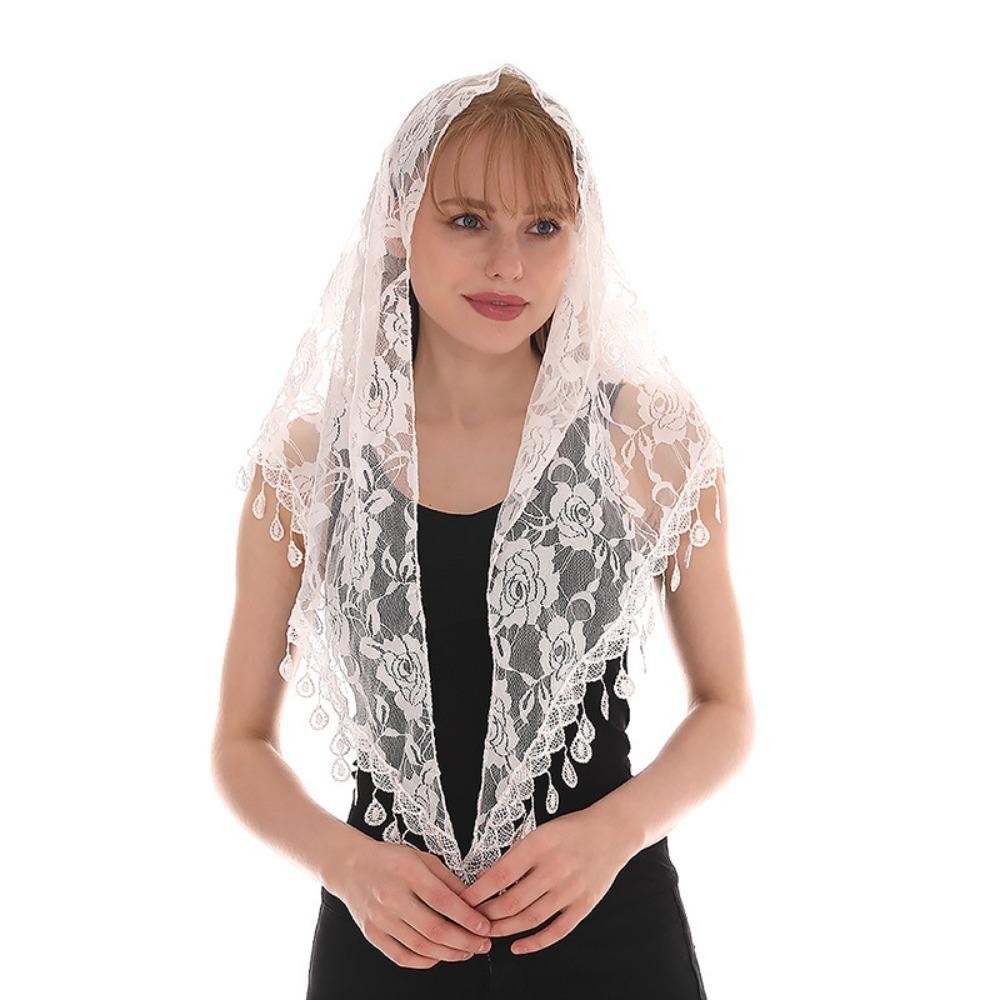 Khăn quàng cổ tam giác GUSTAVA, Khăn choàng hoa hồng Jacquard nguyên khối dành cho nữ, Băng đô cầu nguyện cho nhà thờ đám cưới bằng vải Polyester
