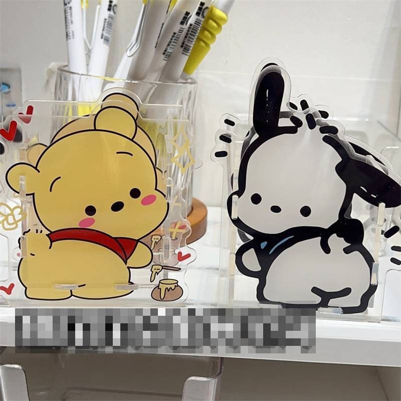 YT4 Pochacco Gấu Pooh Winnie acrylic Bút Hộp Đựng Hoạt Hình Dày Để Bàn Đồ Trang Trí Văn Phòng Phẩm Người Bạn Quà Tặng