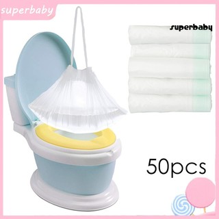 [Superbaby] 50 Cái / 5 Cuộn Dùng Một Lần Cho Bé Trẻ Em Bô Túi Đựng Ghế Dây Rút Vệ Sinh Lót Túi
