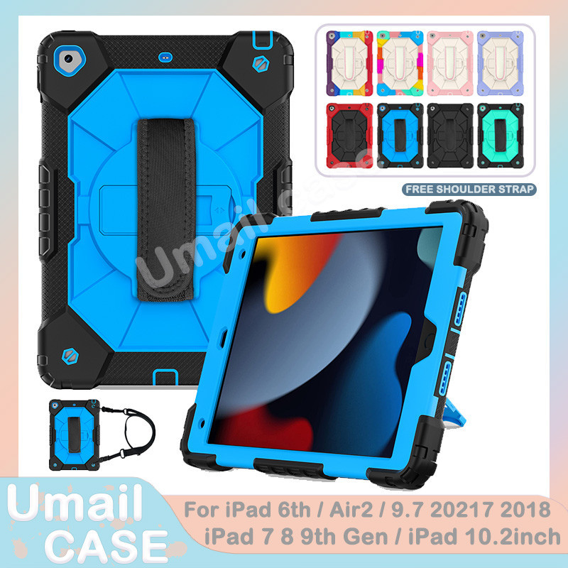 Ốp Chống Sốc Chắc Chắn Cho iPad 6 7 8 9th Gen 10.2 2019 2020 2021 Air2 Pro 9.7 2017 2018 360° Hộp đựng máy tính bảng dây đeo tay xoay
