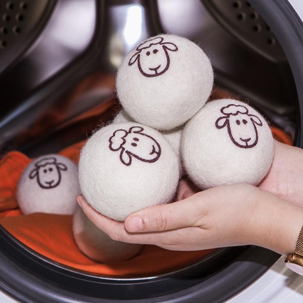 SUNKISSD 6 Quả bóng giặt tại nhà, Quả bóng máy sấy len mềm 6-8cm, Quần áo làm mềm giảm tĩnh có thể tái sử dụng tăng tốc