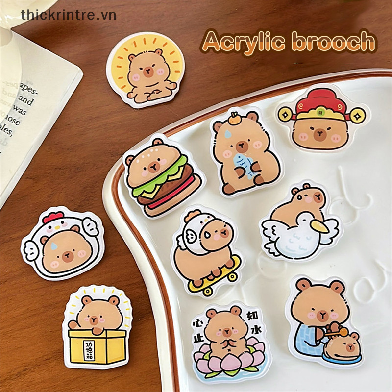 Thi Đáng Yêu Sáng Tạo Capybara Trâm Hoạt Hình Acrylic Huy Hiệu Quần Áo Thời Trang Túi Trang Sức Pin Huy Hiệu Trang Trí Phụ Kiện Quà Tặng Nhỏ VN