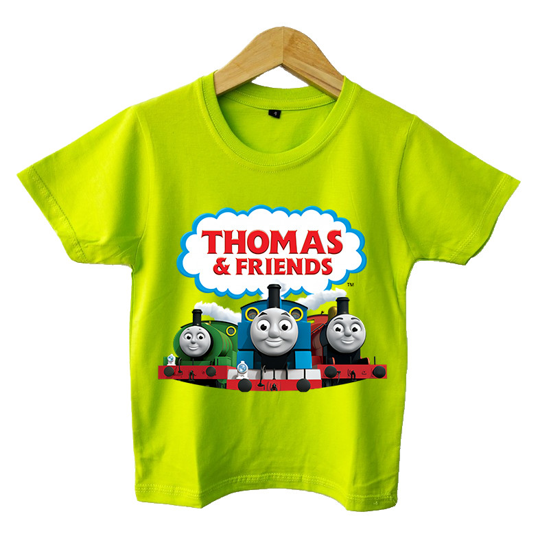 Áo thun trẻ em in họa tiết Thomas Train, tay ngắn, trang phục mùa hè thường ngày