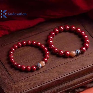 Kudosation Cinnabar Pixiu Vòng Tay Vintage Thiết Kế Hạt Lắc Tay Quà Tặng Nam Nữ Bùa Hộ Mệnh Trang Sức Tự Nhiên Quyến Rũ Quà Tặng Khắc Vòng Tay