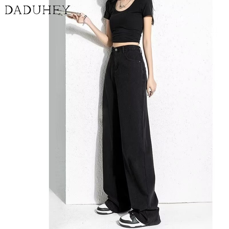 Ảnh Quần jeans DADUHEY ống rộng lưng cao phong cách đường phố Mỹ cổ điển cao cấp 3