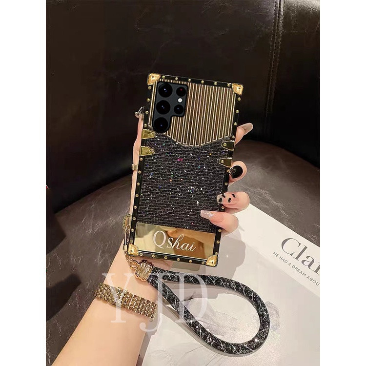 Ốp YJD Cho Samsung Galaxy S24 Ultra S24 + Flash Ba Nối Dây Tay Cạnh Thẳng Vỏ Điện Thoại Chống Sốc