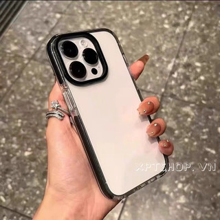 Ốp Điện Thoại Cạnh Màu Đen Cho iPhone 17 Pro Max 16 Pro Max 14 13 12 11 Pro MaxCase Bọc Hoàn Toàn Chống Sốc Phía Sau Bìa Mềm
