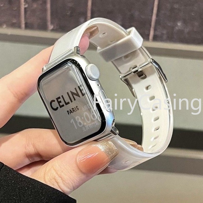 Dây đeo trong suốt bằng silicon thạch trong suốt cho Apple Ultra 2 49MM Series 9 45MM 41MM Màu sắc cho iwatch 8 7 6 5 4 40mm 44mm 42mm 38mm Vòng đeo tay