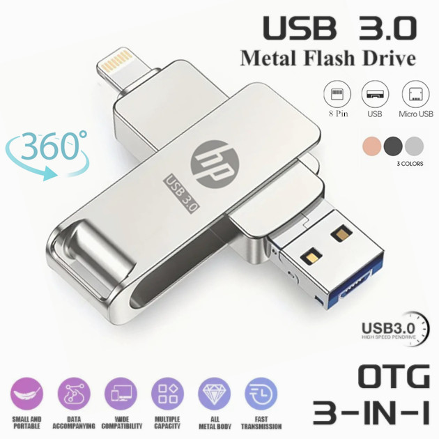 Ổ đĩa Flash Usb HP Otg Pendrive 1TB 3 trong 1 512GB Usb Pendrive cho ...