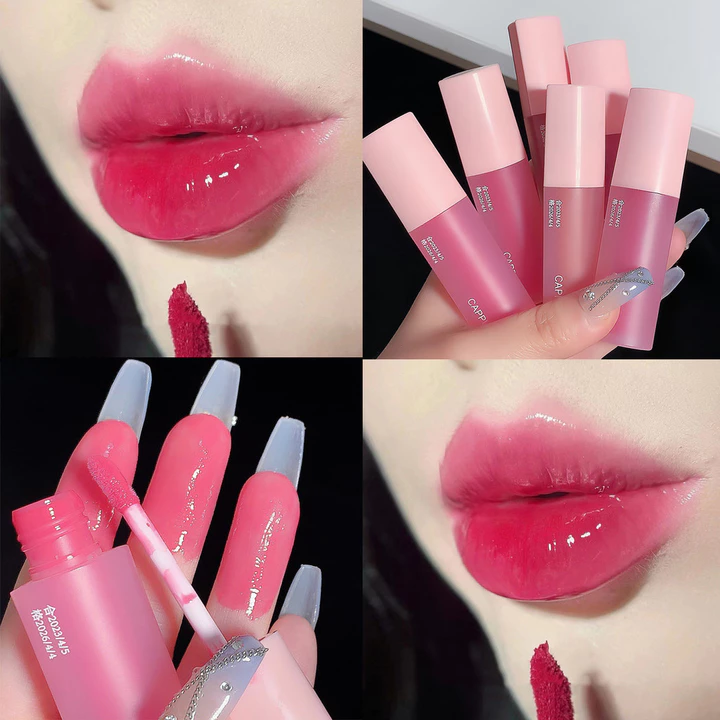 Gương Hồng Anh Đào Nước Son Bóng Môi Trong Suốt Thủy Tinh Son Dầu Son Môi Chất Lỏng Chống Thấm Nước Khỏa Thân Ánh Sáng Nâu Tint