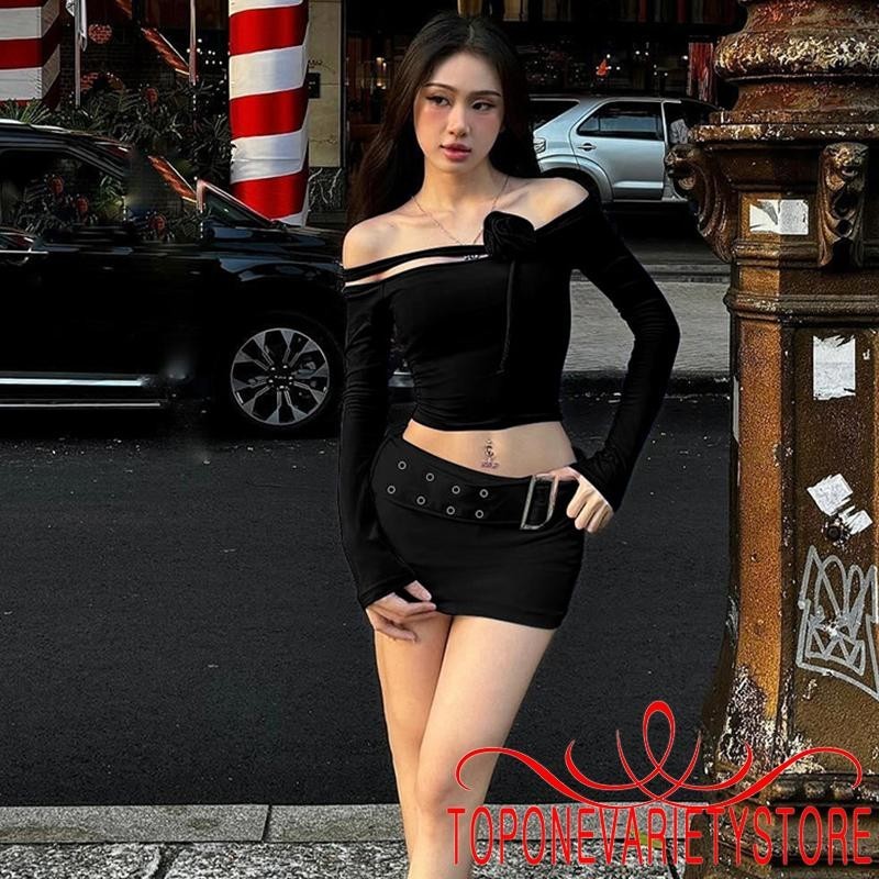 Topone-nữ Bodycon Mini Váy Thắt Lưng Thấp Cổ Điển Màu Trơn Váy Thắt Lưng