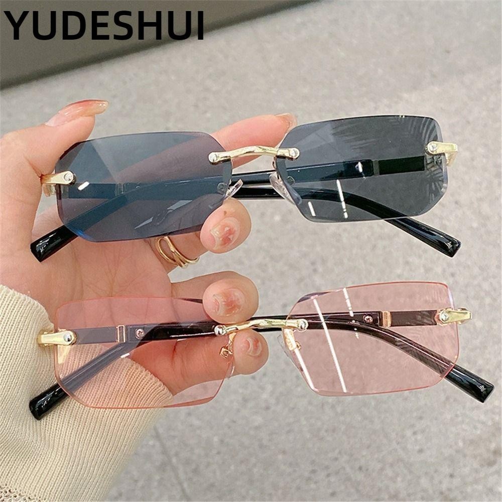 YUDESHUI Kính râm không khung, Kính râm hình chữ nhật không vành bảo vệ ...
