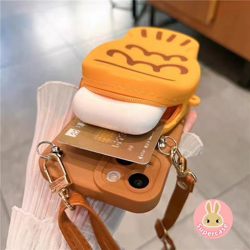 Taiyaki Ví Đựng Tiền Xu Ốp Lưng Điện Thoại Xiaomi Poco C61 C65 C55 C50 X6 F6 M6 Pro 4G 5G Redmi Note 13 Pro Plus 4G 5G Ví Silicon
