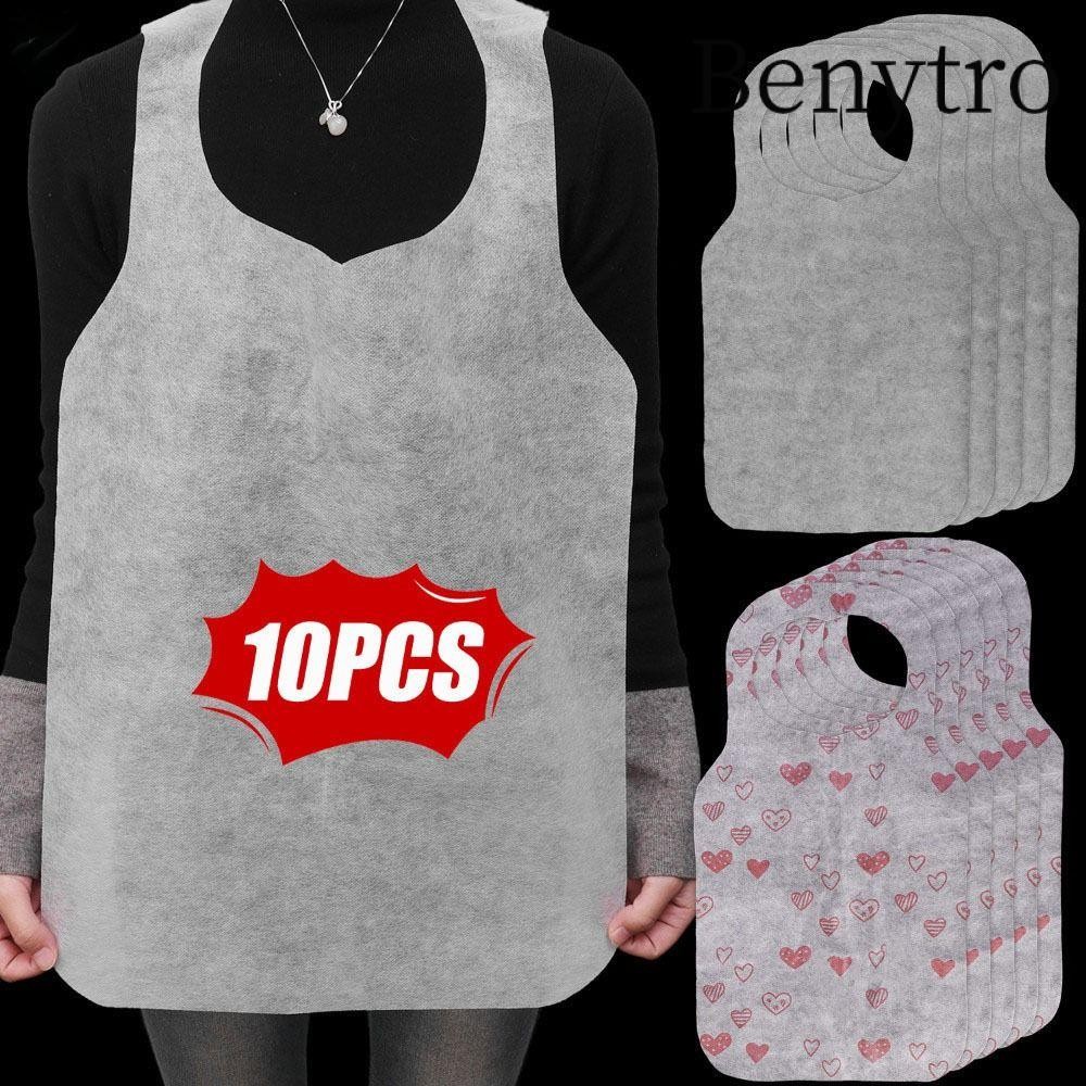Benytro 10 Cái / túi Tạp dề dùng một lần, Yếm in hình trái tim không dệt, Di động chống bẩn Nhà hàng khách sạn Tạp dề thịt nướng Nhà hàng Đồ dùng gia đình