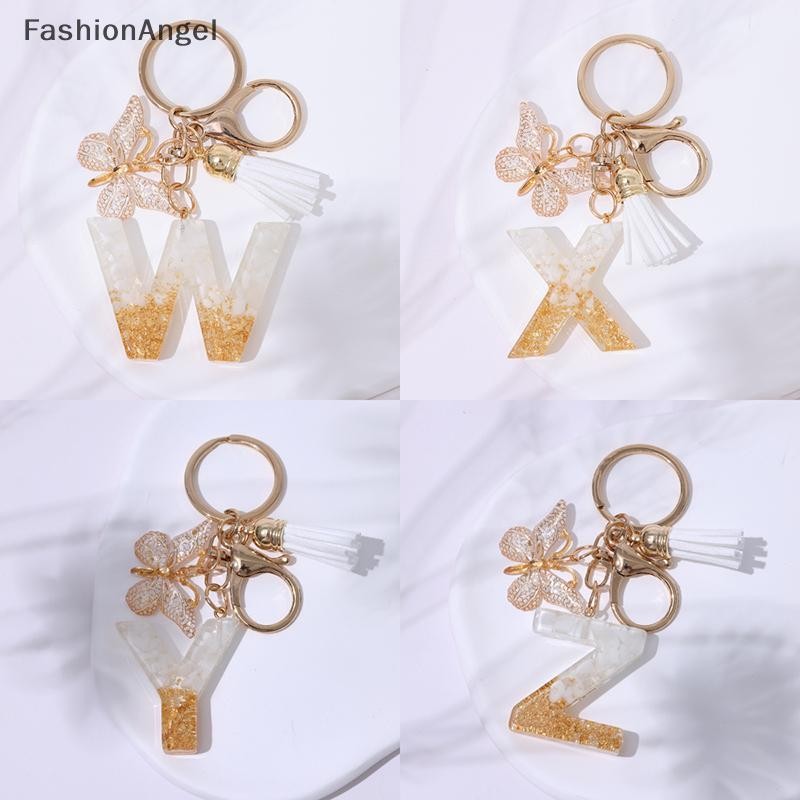 FashionAngel A To Z Chữ Móc Khóa 26 Chữ Cái Ban Đầu Bảng Chữ Cái Trắng Dây Móc Khóa Túi Thời Trang Trang Trang Trí Xe Nhăn Quà Tặng VN