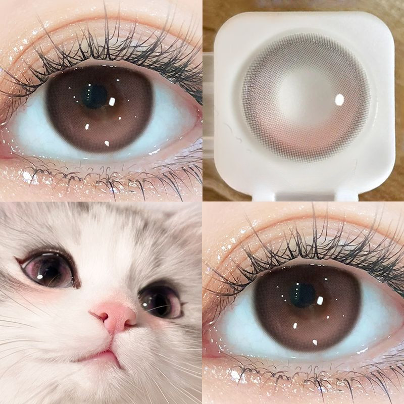 Set 2 Kính Áp Tròng Màu Đen contact lenses 0 ~ -8.00 black len 14.2mm lens cận lens nâu bean black 58