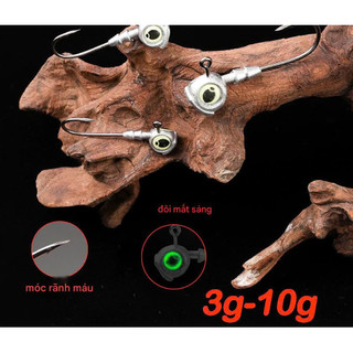 Lưỡi Jighead Đầu 3d Dạ Quang Mắt Cá Chuyên Câu Biển LC40