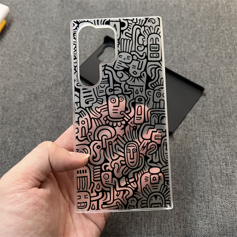 Ốp điện thoại cứng mờ họa tiết Graffiti Micro Matte cho Samsung S25 Ultra S24 Ultra S24 FE S23 Ultra S22 S21 FE S20 A56 A55 A53 A16 A15 A33 A72 Vỏ chống sốc chống vân tay