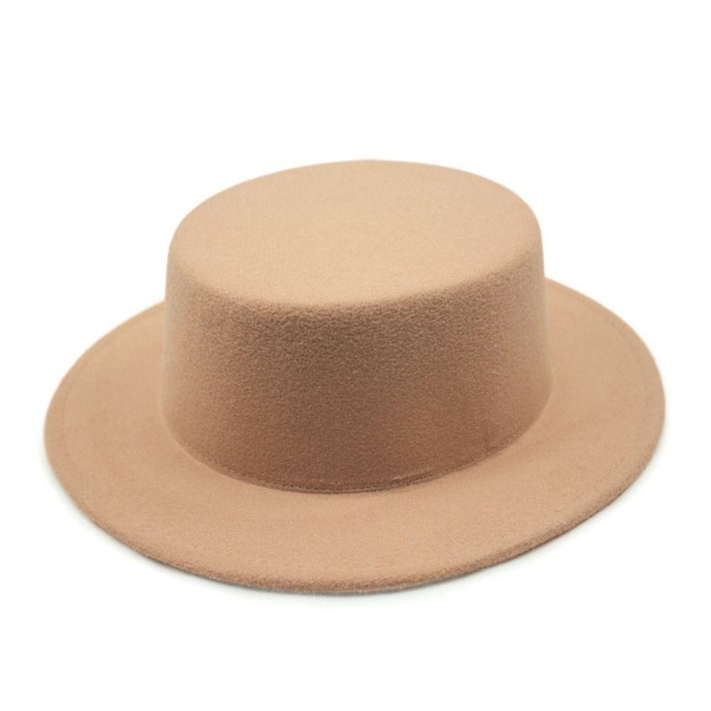 [Demo3] Mũ Flatcap nữ, Mũ nỉ cổ điển màu trơn, Vành rộng kiểu Pháp Hepburn Phong cách Flat-top Cap Church