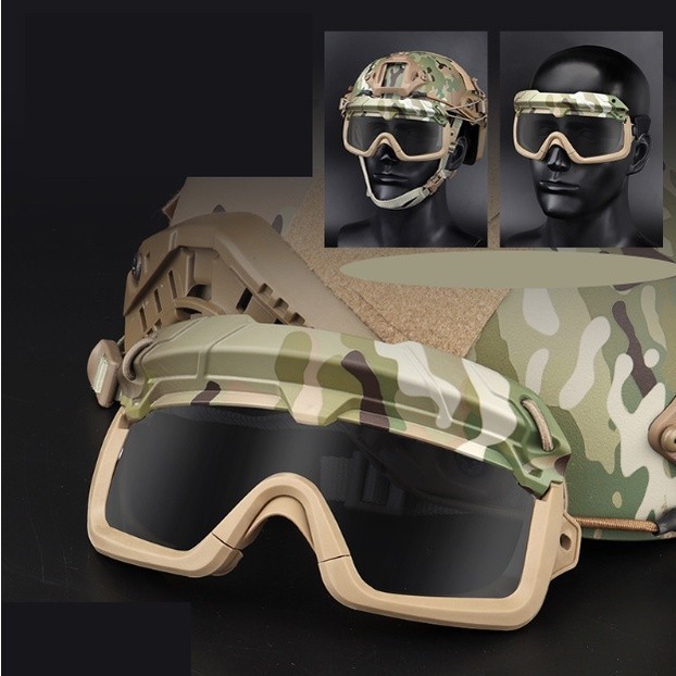 Mắt kính chiến thuật đa chiều bảo hộ gắn nón bảo hiểm _tactical