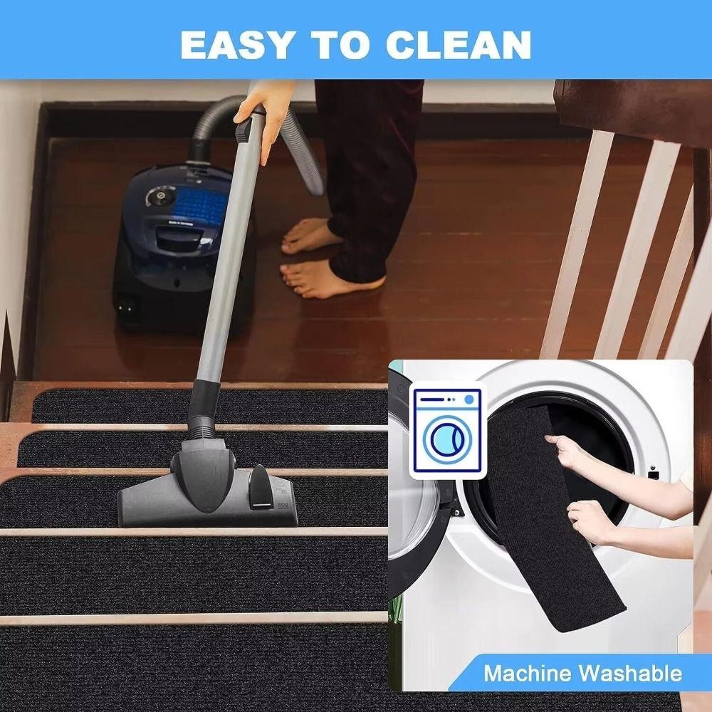 [Vận chuyển nhanh] Thảm trải sàn cầu thang SIMPLEAID, Thảm cầu thang chống trượt 76X20cm, Thảm cửa sọc mềm an toàn tự dính Trang trí nội thất