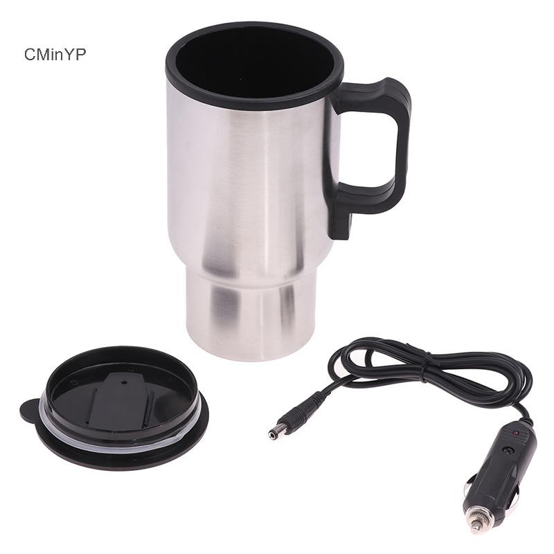 Cminyp 12V 450ml Ấm đun nước ô tô bằng thép không gỉ USB Cốc cà phê sưởi ấm Cốc giữ nhiệt vinh quang