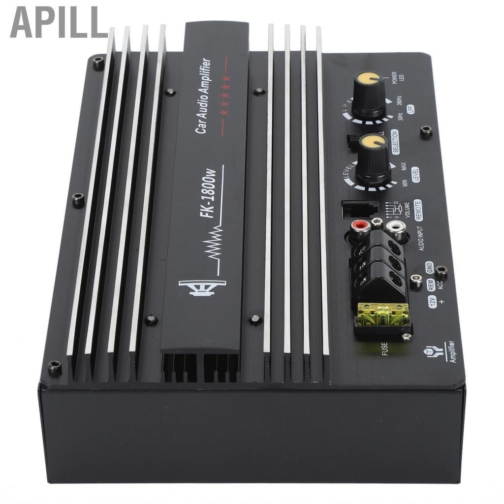Apill Bộ khuếch đại công suất cao trên ô tô 12V 1800W Bộ âm trầm tản nhiệt nhanh