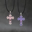 XGB Sweet Cool Liquid Heart Cross Mặt dây chuyền Vòng cổ dành cho nữ Dây da Unisex