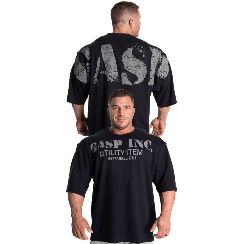Áo nam dáng rộng cotton thông thường cỡ lớn tập thể hình tay ngắn và tập thể dục