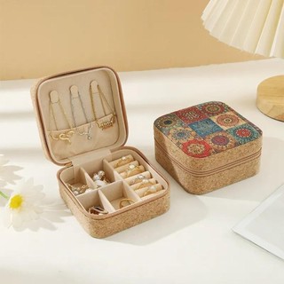 Hộp đựng bông tai nhẫn NEATDWELL, Hộp đựng đồ trang sức hữu ích di động, Hộp đựng mỹ phẩm bằng gỗ Nút chai Đồ dùng du lịch