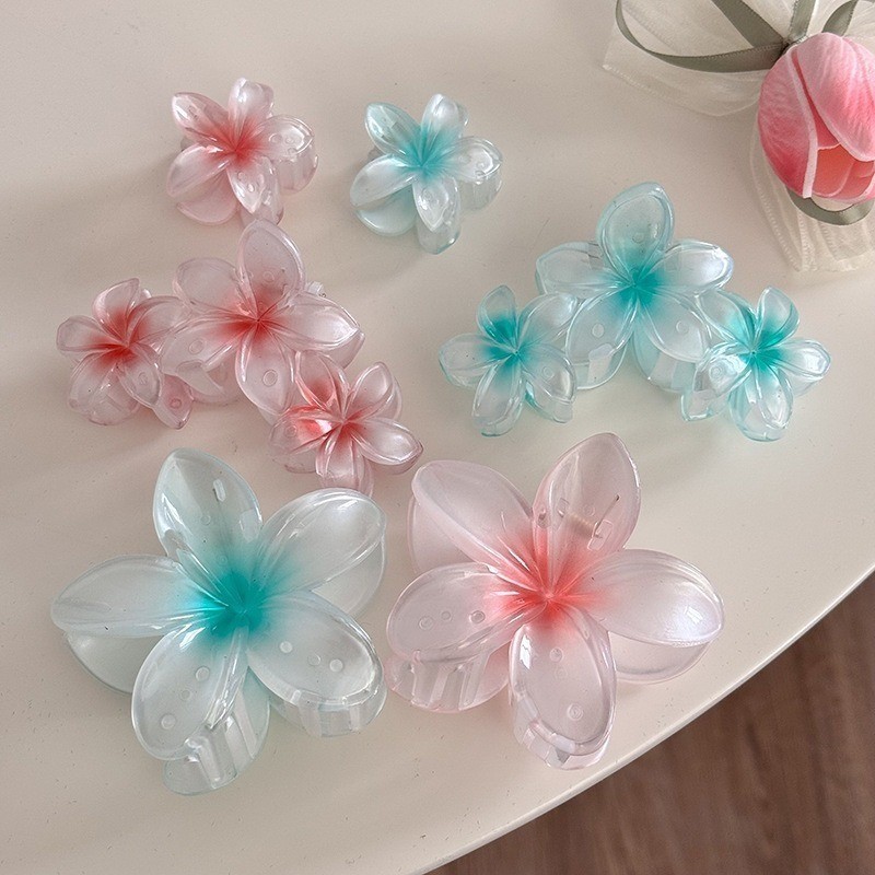 [Yunyuan] Yi Mengling Cùng Phong Cách Emi Jay Plumeria Kẹp Tóc Cho Nữ Ins Phong Cách Ngọc Trai Chất Liệu Gradient Hoa Kẹp Tóc 8cm