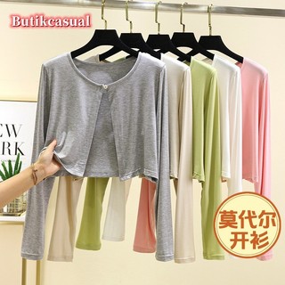 Phụ Nữ Xuân Hè Dài Tay Mỏng Ngắn Mỏng Kích Thước Lớn Thoáng Mát cardigan