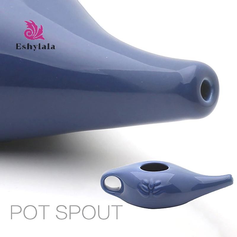 Bộ dụng cụ rửa mũi 250ml gốm Neti Pot cho xoang, viêm mũi dị ứng, Yoga Detox Rinse [MỚI]