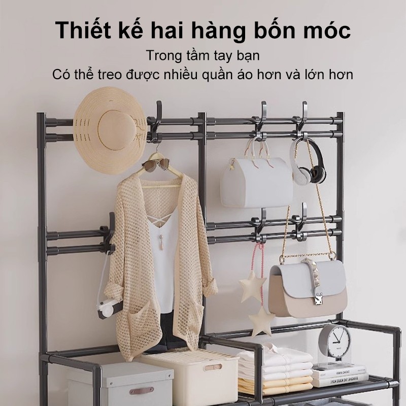 𝐎𝐥𝐢𝐟𝐞 Kệ Dép Thông Minh Kệ Giày Dép 4-5 Tầng Kệ Để Giày Có 4 Móc Tiện Ích