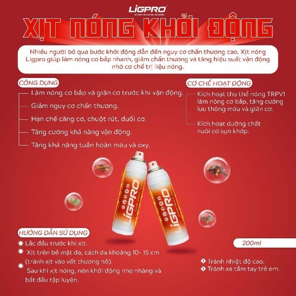 Combo Xịt lạnh siêu tốc Xịt nóng khởi động Xịt lạnh giảm đau chống giãn cơ LIGPRO thethaochinhhang