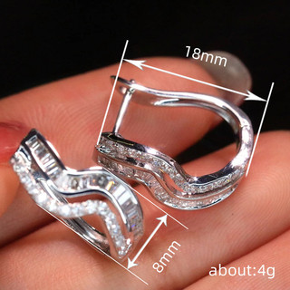 S925 Bạc Sóng Zircon Bông Tai Trang Sức Thời Trang Đơn Giản Quà Tặng Nữ