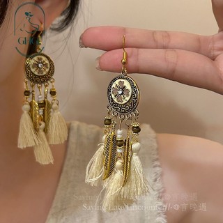 Nhẫn Tai Tua Rua Lông Vũ Phong Cách Nhật Bản và Bohemian