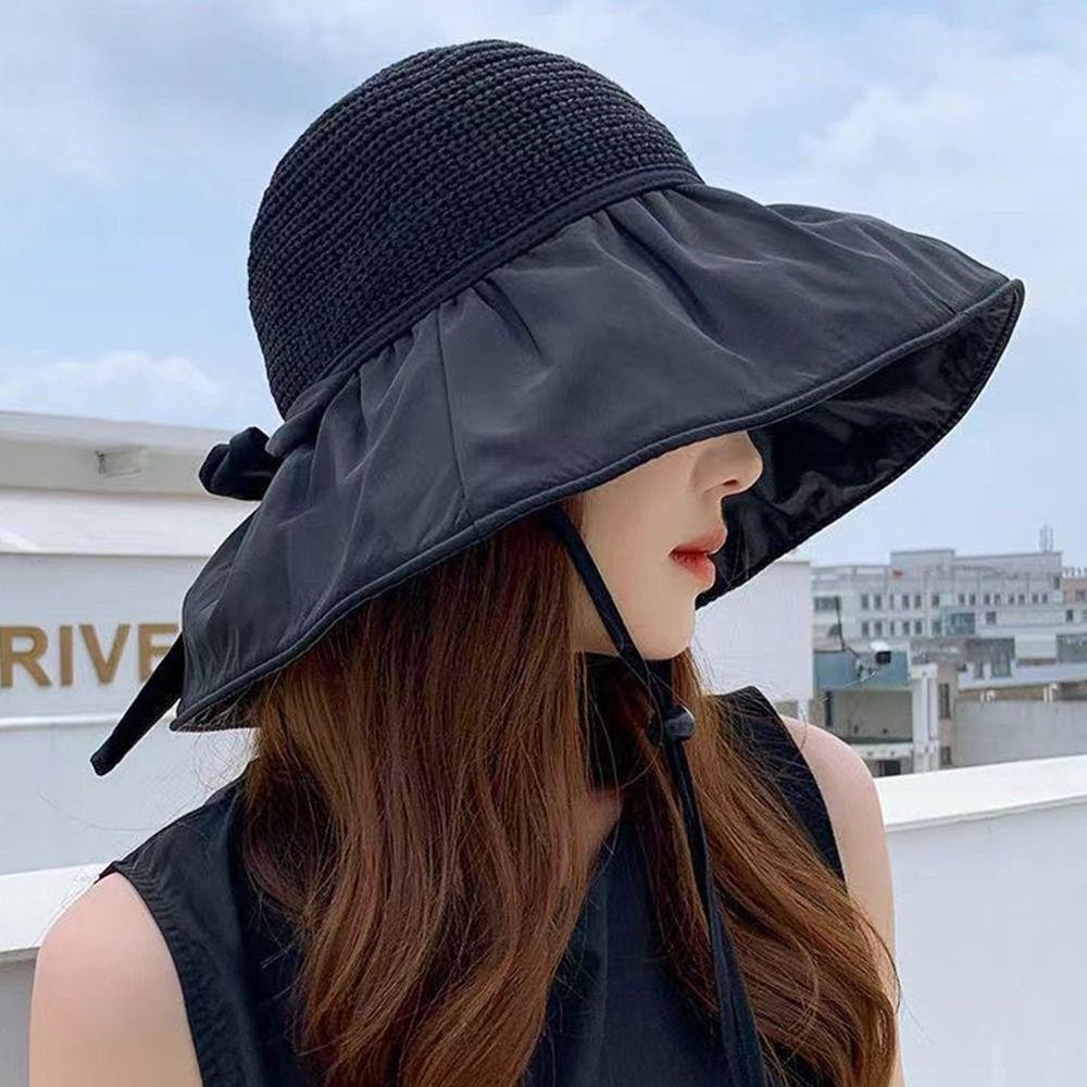 Mũ chống nắng HOBBYIN, Mũ xô vành rộng chống tia cực tím, Mũ che nắng có thể gập lại thoáng khí mùa hè