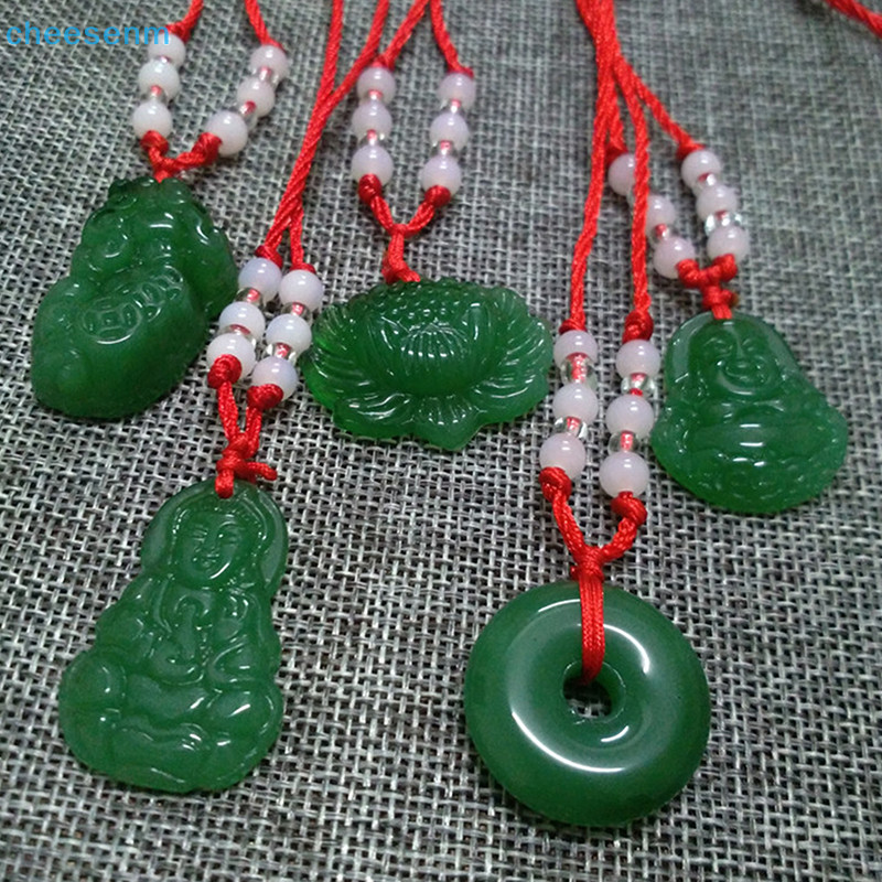 Cheenm Phật Giáo Ngọc Trắng Tay Dệt Mặt Dây Chuyền Vòng Cổ Sen Quan Âm Phật Tuổi Thọ Cao Khóa Mặt Dây Chuyền Vòng Cổ May Mắn VN