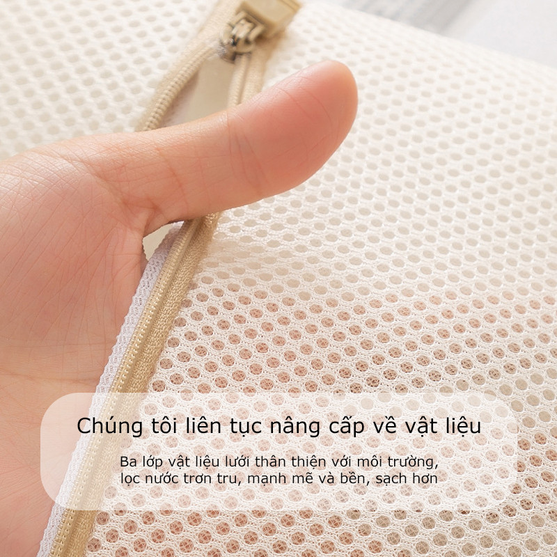 Túi giặt đồ máy giặt cao cấp 2 lớp dày dặn, túi lưới giặt quần áo, áo ngực, quần lót, vớ có khóa kéo chắc chắn