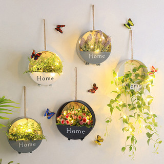 Giỏ hoa Home treo tường phối hoa giả cắm trang trí Myd.23 trang trí phòng khách, phòng ngủ ban công