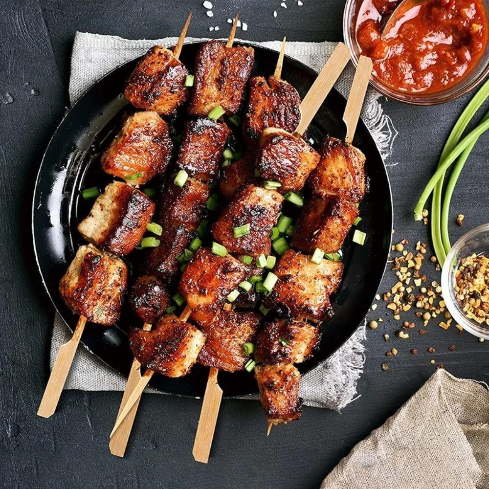 Wanyedi 100 Cái Xiên Thịt Nướng Gỗ, Tre Tự Nhiên Dùng Một Lần Que Tre, Tiệc Cắm Trại Kabob Cocktail BBQ Xiên Tre