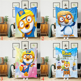 Pororo Flannel chăn chim cánh cụt nhỏ, sofa, điều hòa, ngủ văn phòng, quà tặng gia đình in 1 mặt
