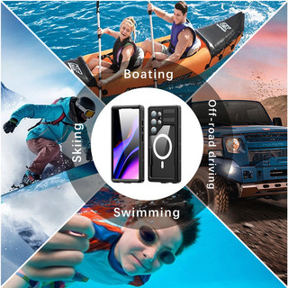ốp lưng chống nước S26 Ultra Summer Swimming/Underwater IP68 Waterproof Phone Case for Samsung S23 Plus S24 Ultra Magnetic 360 Cover