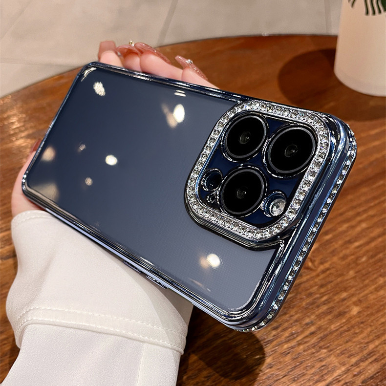 Ốp điện thoại trong suốt mạ kim cương iphone15 Pro Max 14 13 12 11 vỏ cho vỏ iPhone bảo hiểm toàn diện và vỏ mềm silicon TPU chống sốc