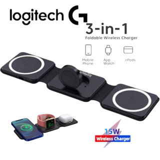 (Có sẵn / COD) Đế sạc không dây 3 trong 1 Logitech 15W Đế sạc nhanh từ tính cho điện thoại di động Apple Watch Tai nghe Apple